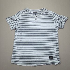 Silver Jeans Co. Womens T-Shirt Striped 3 Button‎ Short Sleeve XL/TG Top